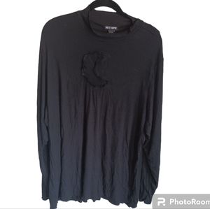 Hot Topic Black Rib Knit Mock Neck Top w/ Mesh Moon Size 4x
